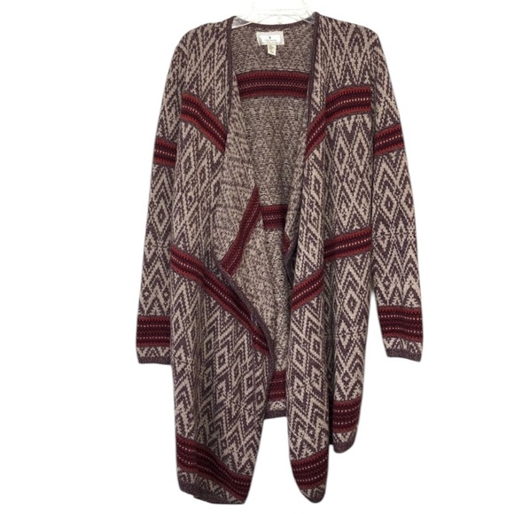 Ruby Moon Burgundy and Cream Patterned Cardigan - Picture 5 of 13